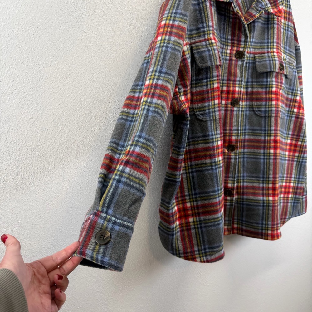 American Eagle AE Oversized Button Up Fleece Mult… - image 3